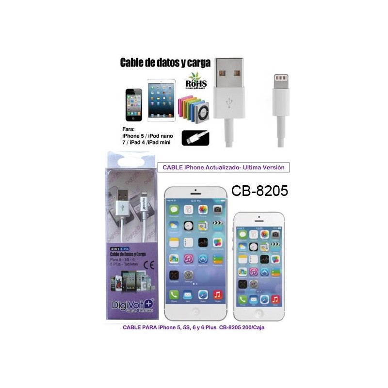CABLE CARGA USB ABS IPHONE DV 8205