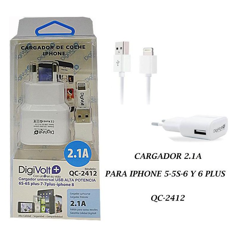 CARGADOR CASA IPHONE-USB 2 1A DV2412