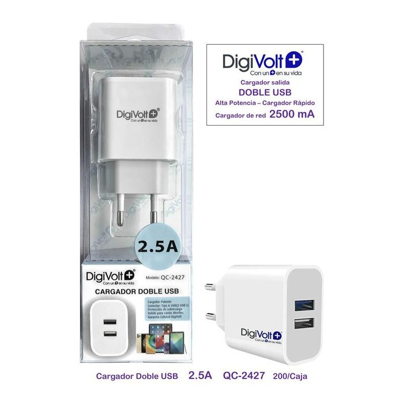 CARGADOR USB DOBLE 2 4A QC2427