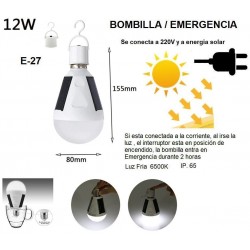 BOMBILLA EMERGENCIA SOLAR E-27