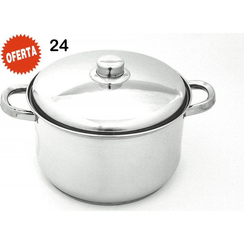CACEROLA ALTA INOX C/TAPA 24 CMS 