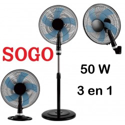 VENTILADOR PIE     40 CMS   50W NGR  3 en 1