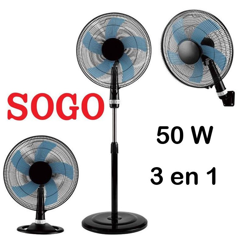 VENTILADOR PIE     40 CMS   50W NGR  3 en 1