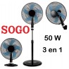VENTILADOR PIE     40 CMS   50W NGR  3 en 1