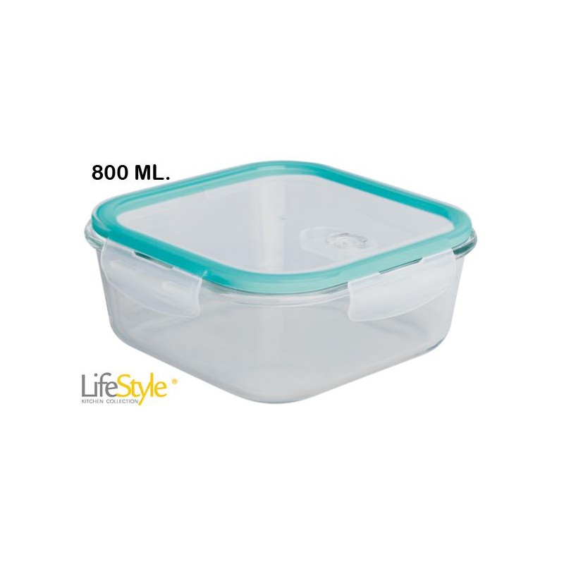 RECIPIENTE HERMETICO CUADRADO BOROSIRICATO  800 ML