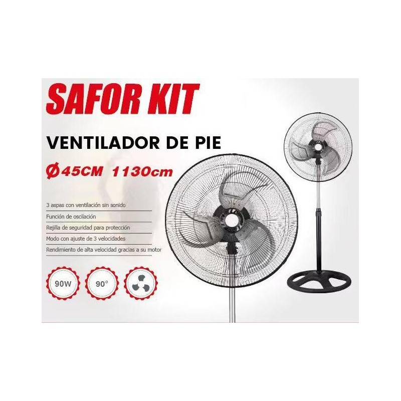 VENTILADOR PIE  45 CMS  90W METALICO